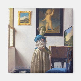 Lady Stehend in einer Jungfrau, Johannes Vermeer Magnet