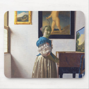 Lady Stehend in einer Jungfrau, Johannes Vermeer Mousepad