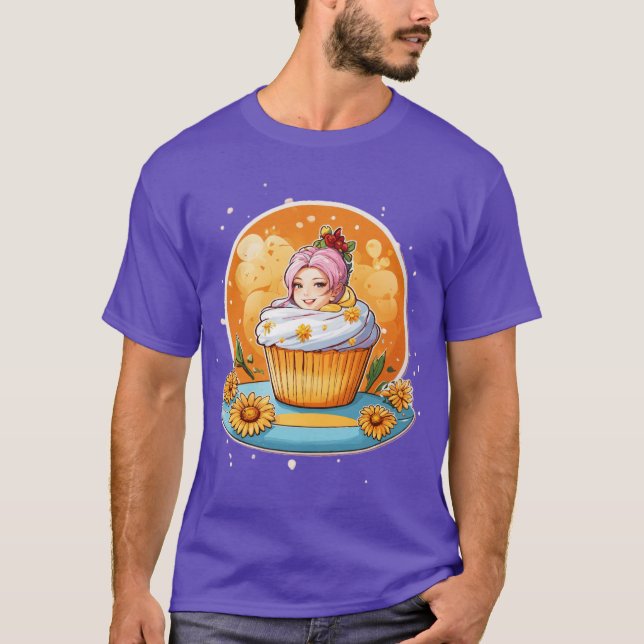 Lady Sticker T - Shirt Design Whimsical Cupcake (Vorderseite)