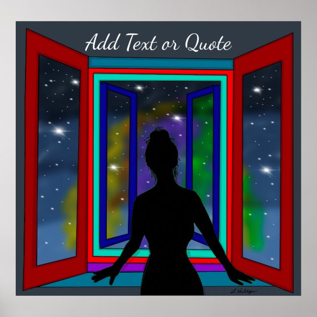 Lady sucht Personalisiertes Zitat aus dem Fenster Poster (Vorne)