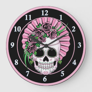 Lady Sugar Skull Große Wanduhr