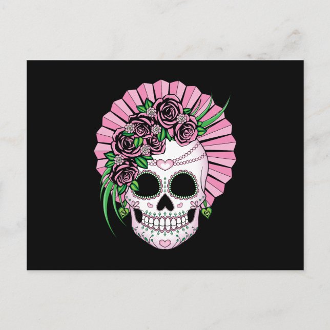 Lady Sugar Skull Postkarte (Vorderseite)