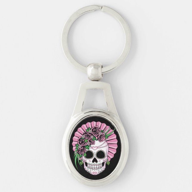 Lady Sugar Skull Schlüsselanhänger (Vorderseite)