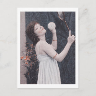 Lady Tennis Player, Retro Frau Vintage Postkarte