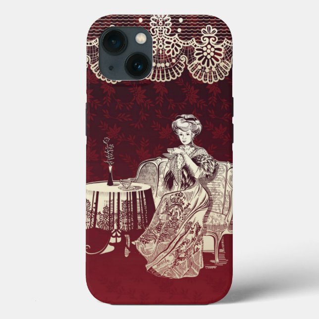 Lady trinkt Tee  Case-Mate iPhone Hülle (Rückseite)