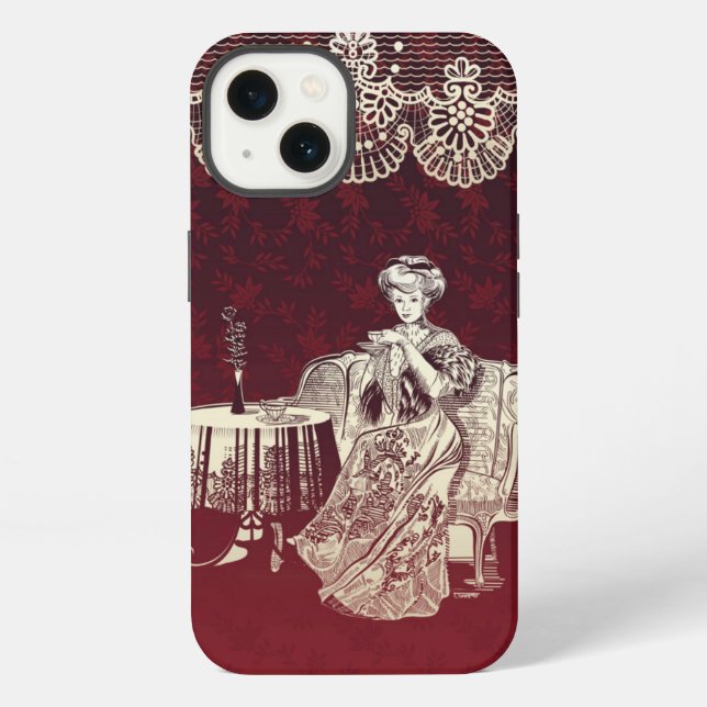 Lady trinkt Tee  iPhone Hülle (Rückseite)