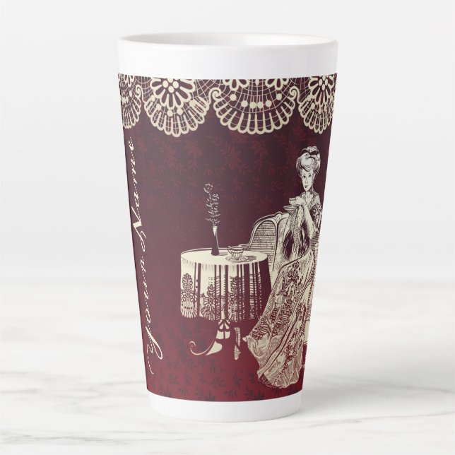 Lady trinkt Tee  Milchtasse (Vorderseite)
