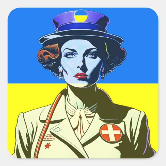 Lady Ukraine Quadratischer Aufkleber (Vorderseite)