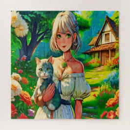 Lady und die Katze Puzzle