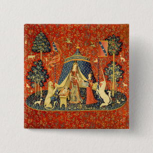 Lady und die Unicorn Mittelalterliche Tapisserie Button