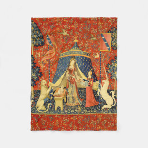Lady und die Unicorn Mittelalterliche Tapisserie Fleecedecke