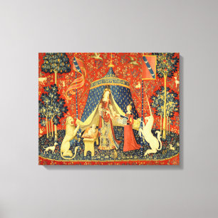 Lady und die Unicorn Mittelalterliche Tapisserie Leinwanddruck