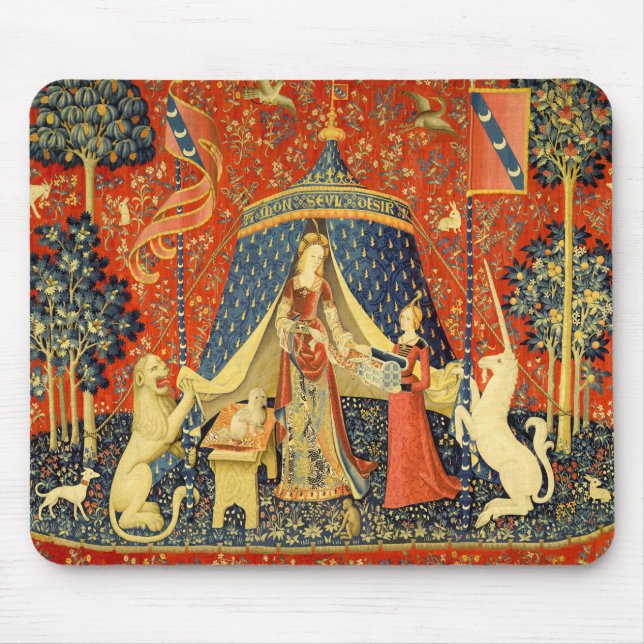 Lady und die Unicorn Mittelalterliche Tapisserie Mousepad (Vorne)