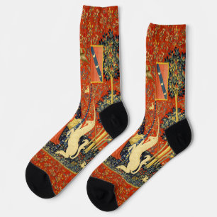 Lady und die Unicorn Mittelalterliche Tapisserie Socken