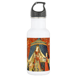 Lady und die Unicorn Mittelalterliche Tapisserie Trinkflasche