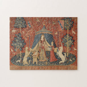 Lady und die Vintage Band des Einhornmittelalters Puzzle
