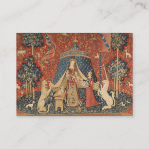 Lady und die Vintage Band des Einhornmittelalters Visitenkarte