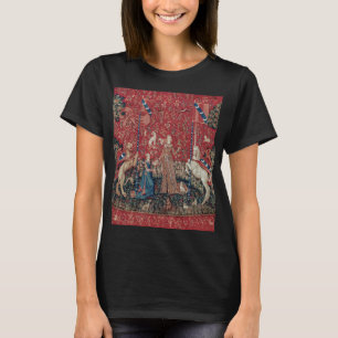 Lady und Einhorn Mittelalter-Teppich Geschmack T-S T-Shirt