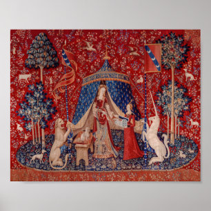 Lady und Einhorn Mittelalter-Teppich Wunsch Poster