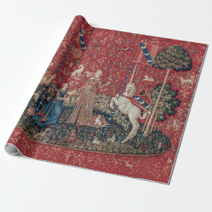 Lady und Einhorn mittelalterlicher Teppich Geschma Geschenkpapier