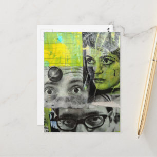 Lady und Herren Augen Mixed Media Collage Postkarte