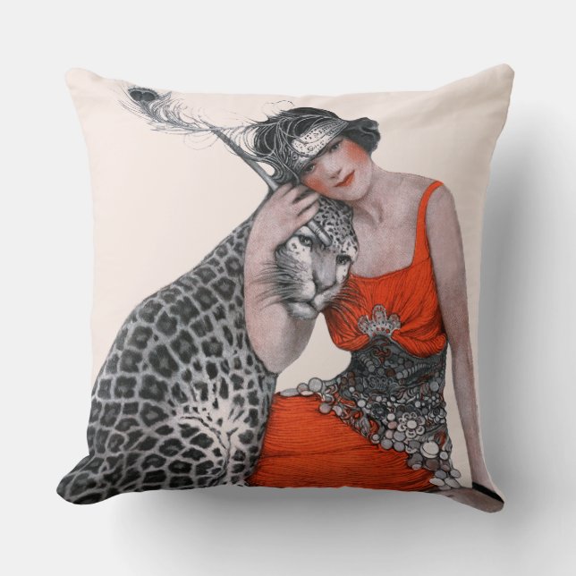 Lady und Leopard Kissen (Vorderseite)
