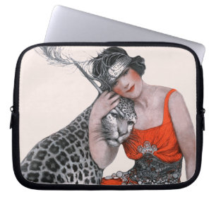 Lady und Leopard Laptopschutzhülle