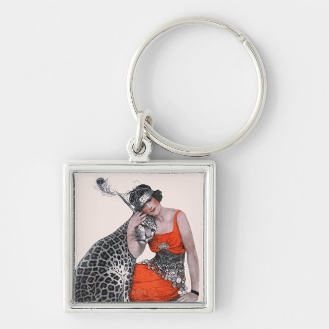 Lady und Leopard Schlüsselanhänger (Vorne)