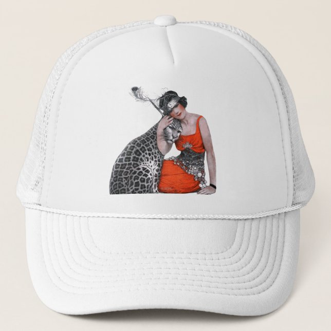 Lady und Leopard Truckerkappe (Vorderseite)