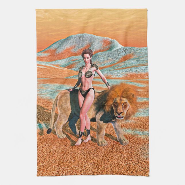 Lady und Lion Handtuch (Vertikal)