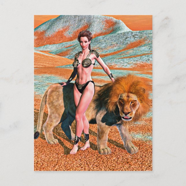 Lady und Lion Postkarte (Vorderseite)