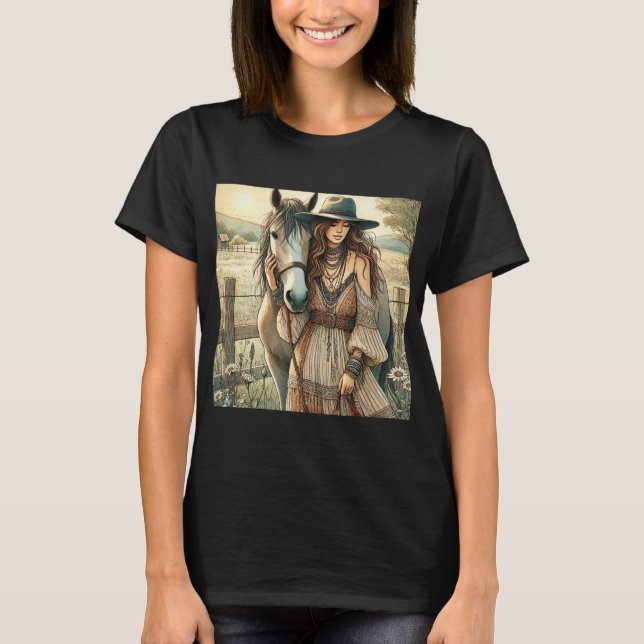 Lady und Pferd T-Shirt (Vorderseite)
