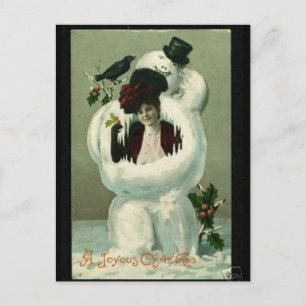 Lady und Schneemann Feiertagspostkarte