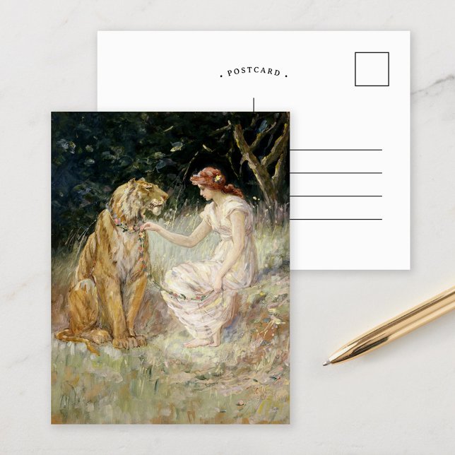 Lady und Tiger | Frederick Stuart Church Postkarte (Von Creator hochgeladen)