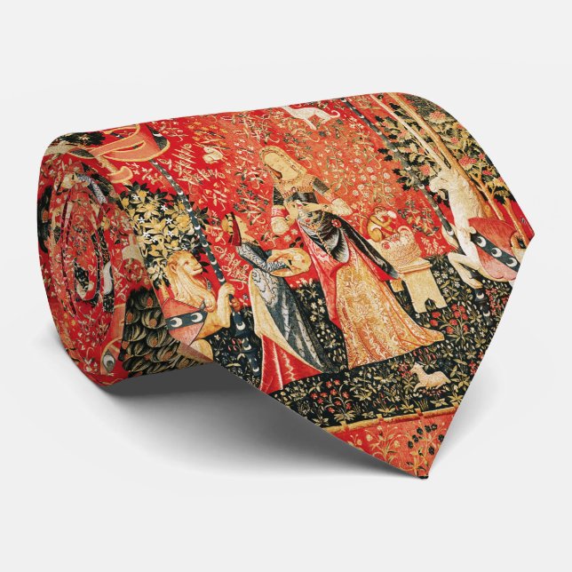 LADY UND UNICORN Blume, Tiere, Löwen, Fantasie Krawatte (Gerollt)