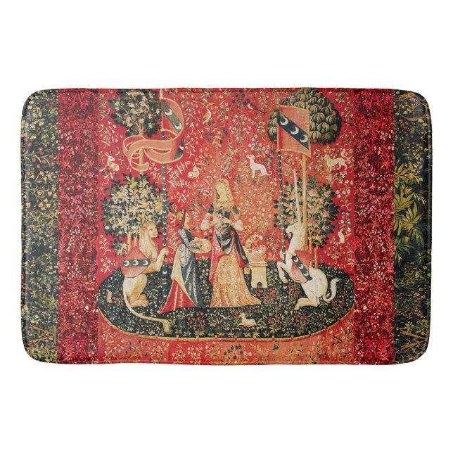 LADY UND UNICORN Lion, Fantasy-Blume, Tiere Badematte (Vorderseite)