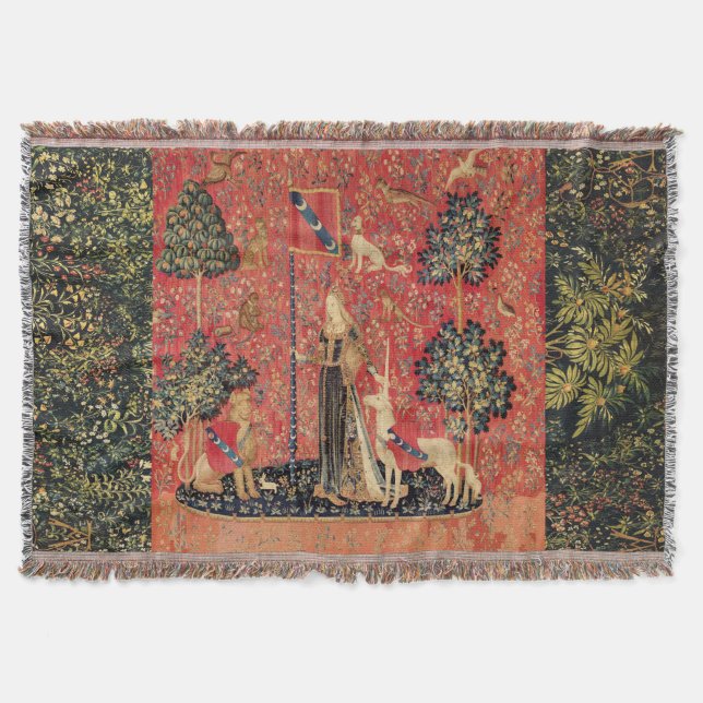 LADY UND UNICORN Lion, Fantasy-Blume, Tiere Decke (Vorderseite)