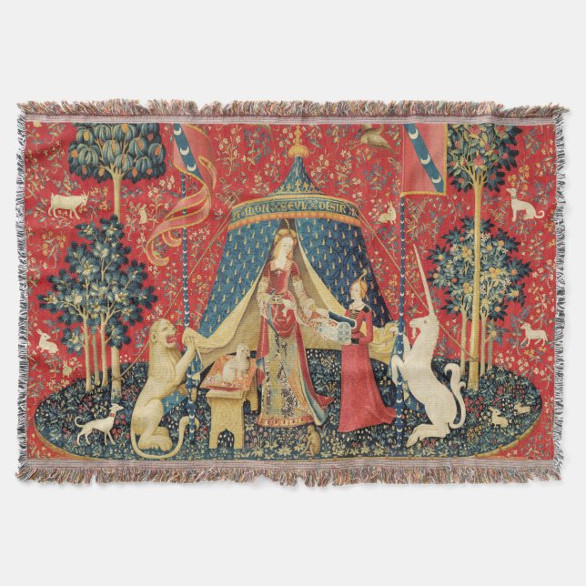 LADY UND UNICORN Lion, Fantasy-Blume, Tiere Decke (Vorderseite)