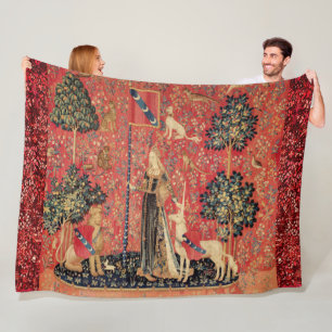 LADY UND UNICORN Lion, Fantasy-Blume, Tiere Fleecedecke