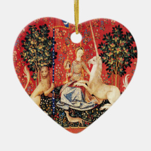 LADY UND UNICORN Lion, Fantasy-Blume, Tiere Keramik Ornament