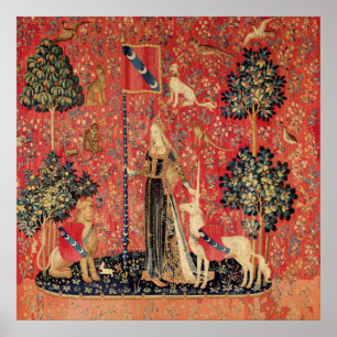 LADY UND UNICORN Lion, Fantasy-Blume, Tiere Poster