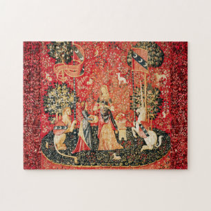 LADY UND UNICORN Lion, Fantasy-Blume, Tiere Puzzle