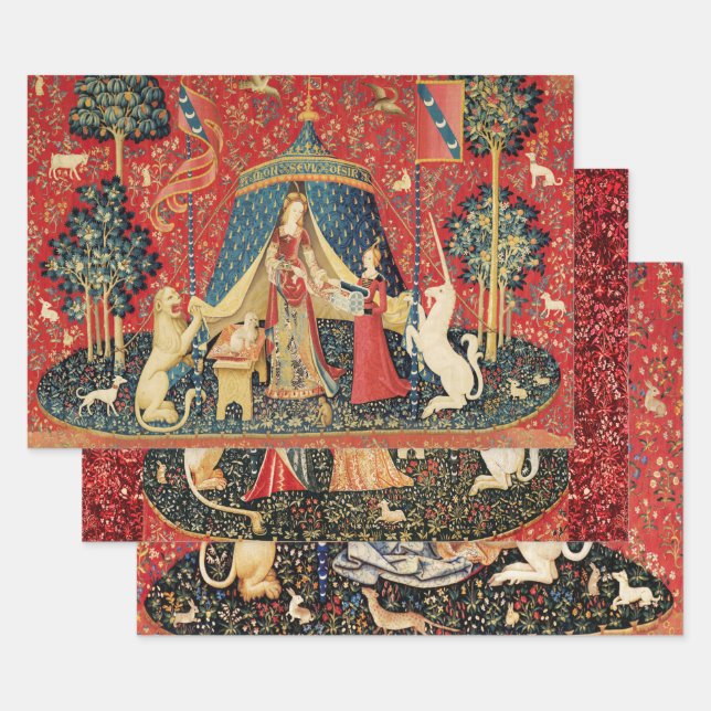 LADY UND UNICORN Lion, Fantasy-Blume, Tierwrap Geschenkpapier Set (Set)