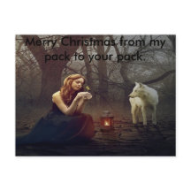 Lady und Wolf frohe Weihnachtskarte