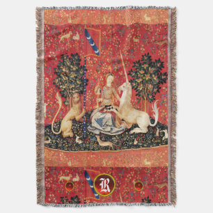LADY, UNICORN Lion, Fantasie-Blume, Monogramm Tier Decke
