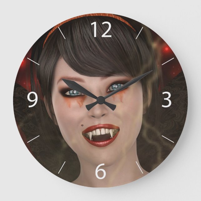 Lady Vamp Große Wanduhr (Vorderseite)