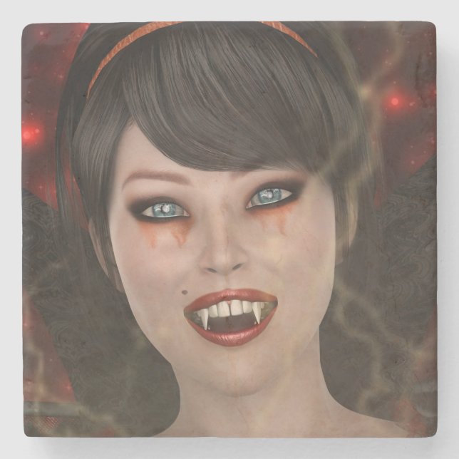Lady Vamp Steinuntersetzer (Vorderseite)