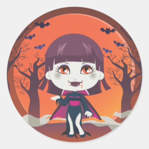 Lady Vampire Runder Aufkleber