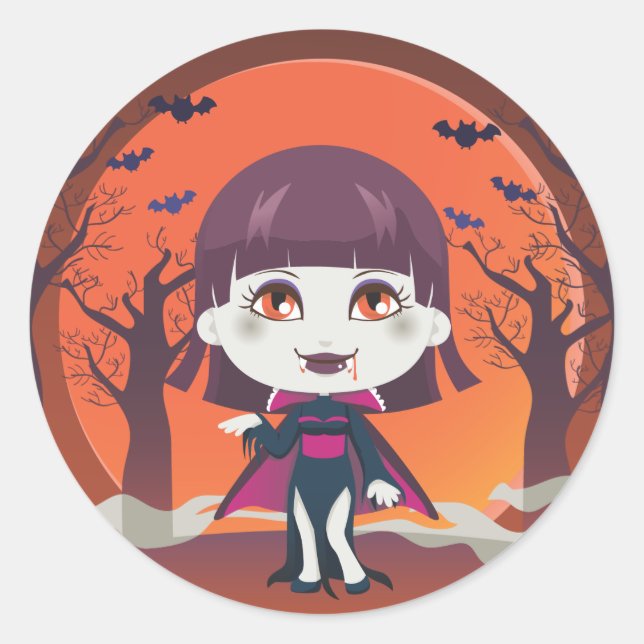 Lady Vampire Runder Aufkleber (Vorderseite)