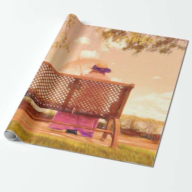 Lady Vintag Antique Alte Lila Rosa Pastelle Geschenkpapier (Ungerollt)